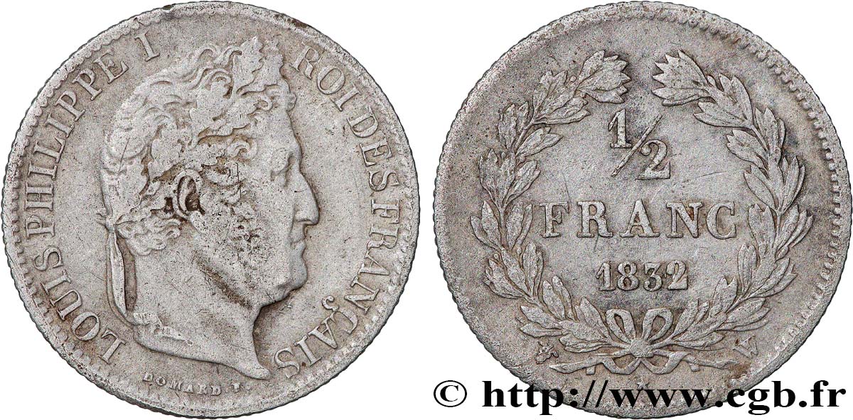 1/2 franc Louis-Philippe 1832 Lille F.182/27 fSS 