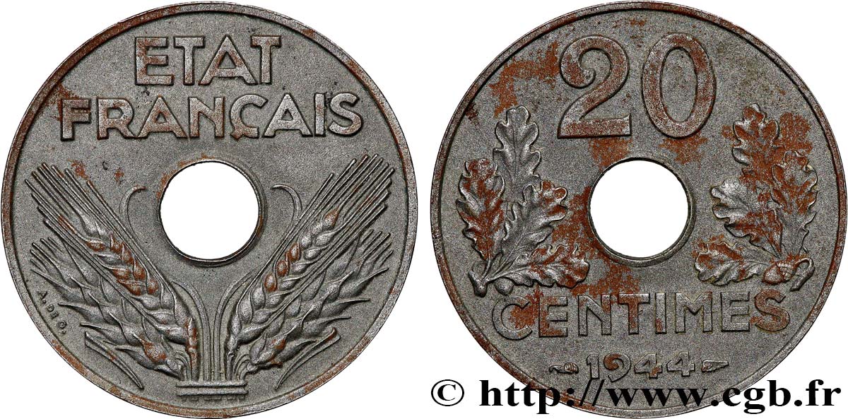 20 centimes fer 1944  F.154/3 SPL+ 