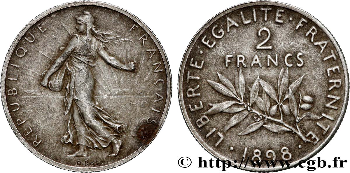 2 francs Semeuse, Flan Mat 1898  F.266/2 SUP+ 