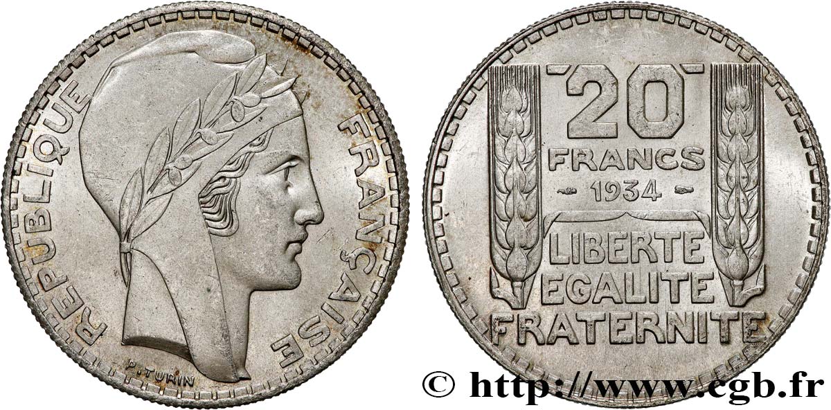 20 francs Turin 1934  F.400/4 SPL63 