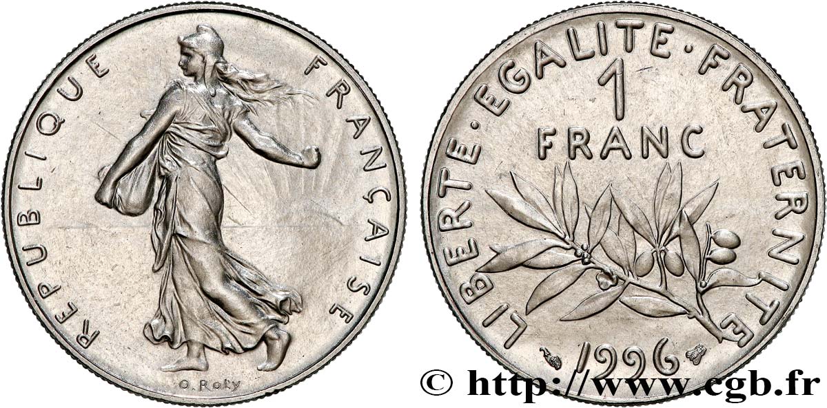 1 franc Semeuse, nickel, BU (Brillant Universel) 1996 Pessac F.226/44 MS64 
