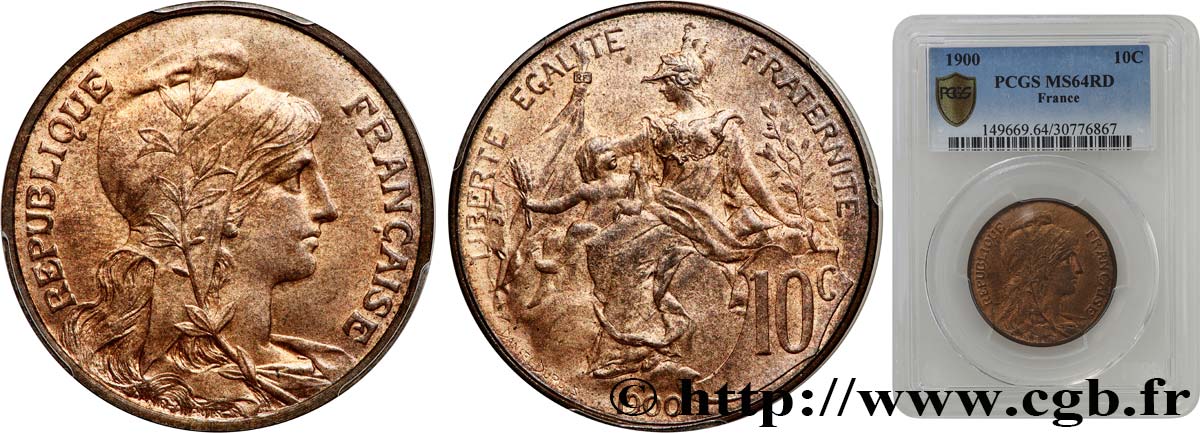 10 centimes Daniel-Dupuis 1900  F.136/8 fST64 PCGS