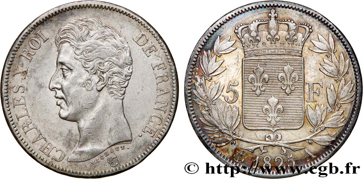 5 francs Charles X, 1er type, A inachevé 1825 Paris F.310/3 TTB53 