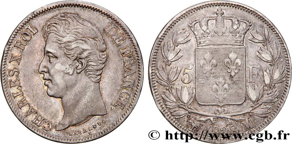5 francs Charles X, 2e type 1828 Marseille F.311/23 TTB50 