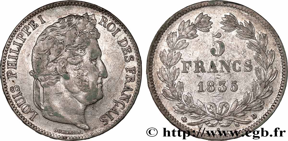 5 francs IIe type Domard 1835 Lyon F.324/45 MBC 