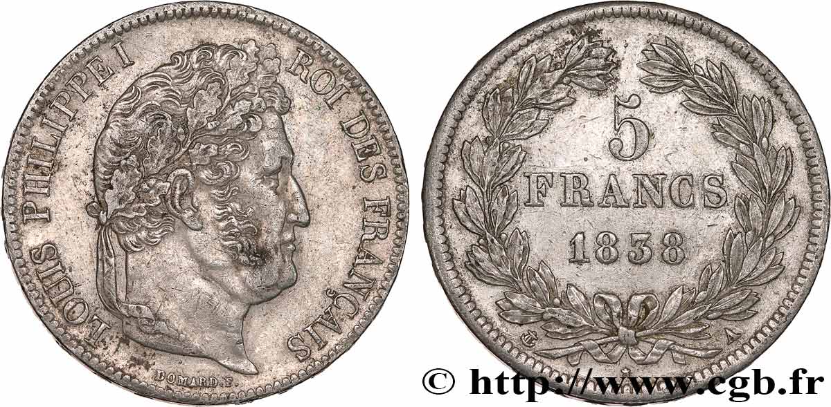 5 francs IIe type Domard 1838 Paris F.324/68 TTB45 