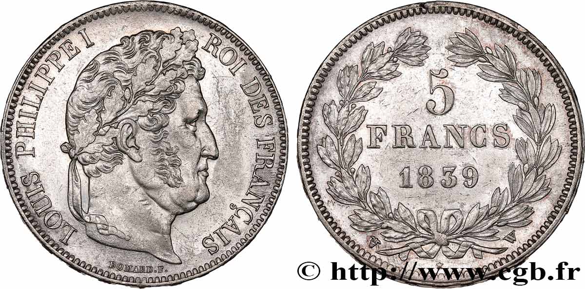 5 francs IIe type Domard 1839 Lille F.324/82 MBC+ 