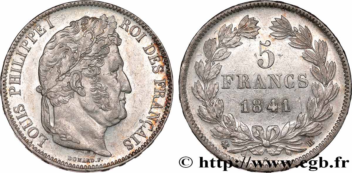 5 francs IIe type Domard 1841 Strasbourg F.324/92 MBC+ 