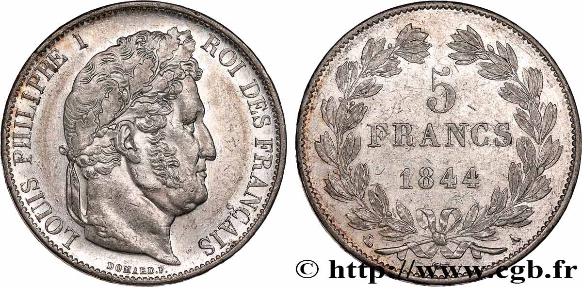 5 francs IIIe type Domard 1844 Paris F.325/1 AU 