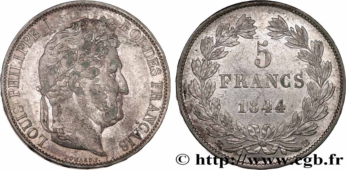 5 francs IIIe type Domard 1844 Strasbourg F.325/3 TTB+ 