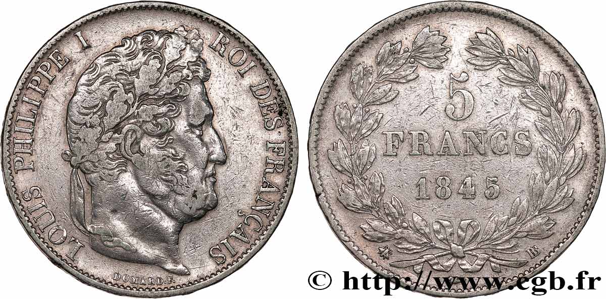 5 francs IIIe type Domard 1845 Strasbourg F.325/7 SS 