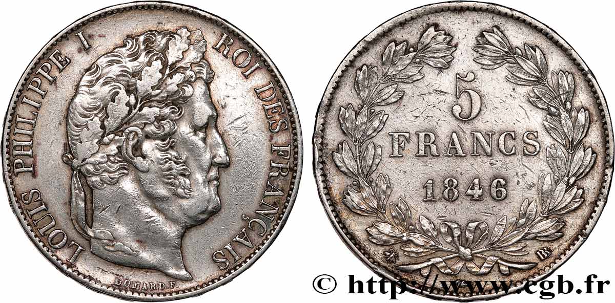 5 francs IIIe type Domard 1846 Strasbourg F.325/11 TTB 