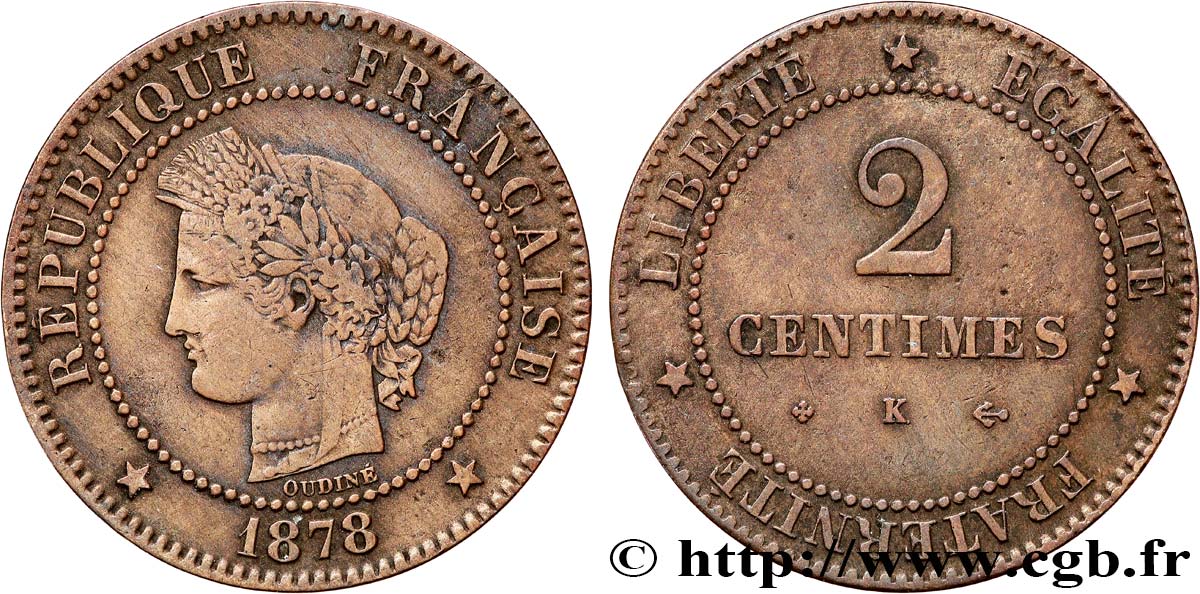 2 centimes Cérès 1878 Bordeaux F.109/4 TB 