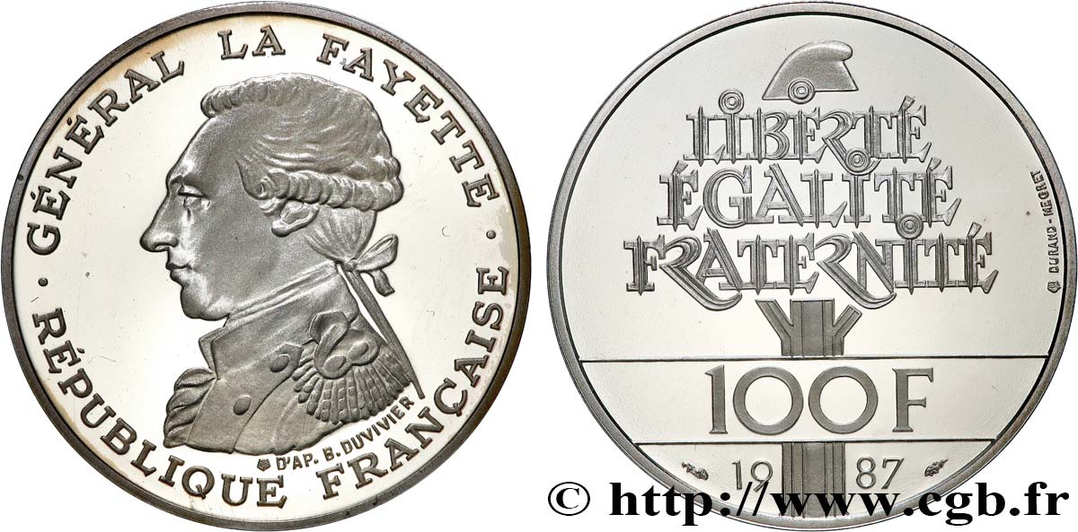 Belle Épreuve 100 francs Égalité - La Fayette 1987 Paris F5.1603 5 FDC 