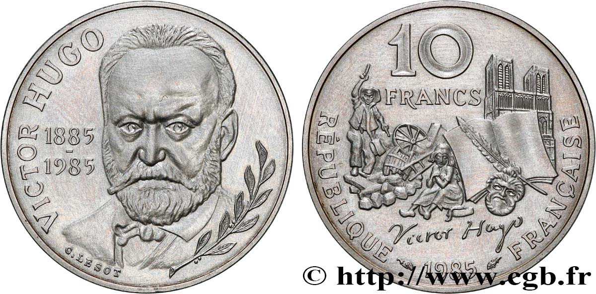 Brillant Universel argent 10 francs Victor Hugo 1985  F5.1300 2 AU 