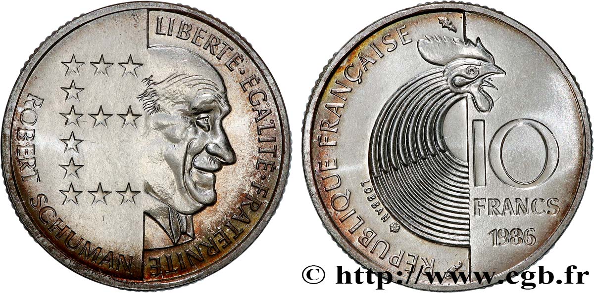 Brillant Universel argent 10 francs Robert Schuman 1986 Paris F5.1303 3 ST 