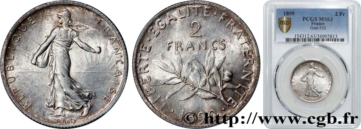 2 francs Semeuse 1899  F.266/3 MS63 PCGS