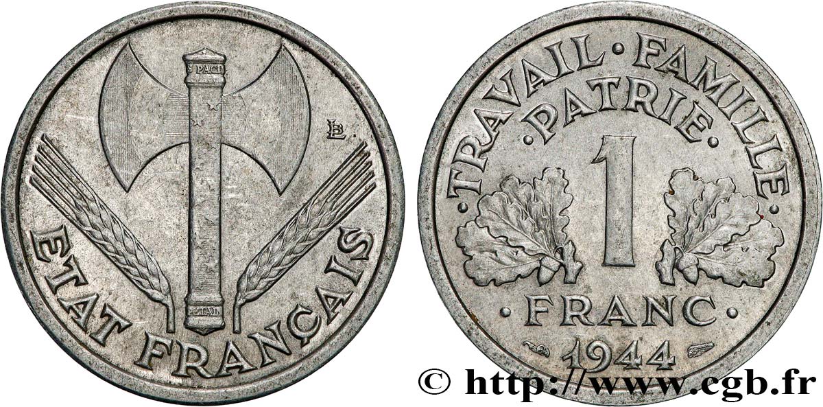 1 franc Francisque, légère 1944  F.223/5 TTB+ 