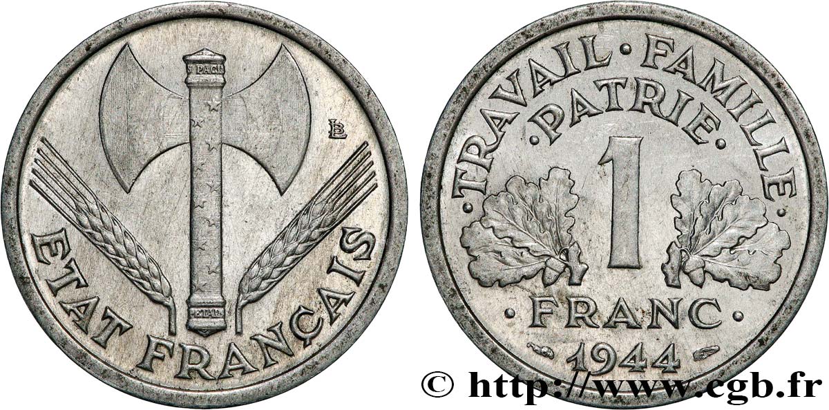1 franc Francisque, légère 1944  F.223/5 TTB+ 