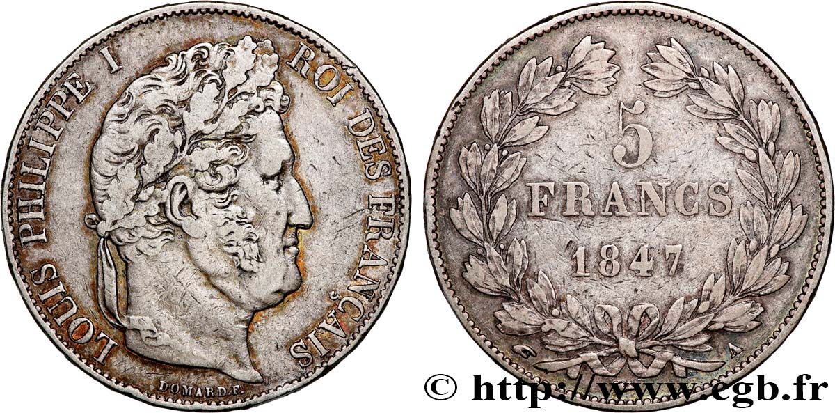 5 francs IIIe type Domard 1847 Paris F.325/14 S35 