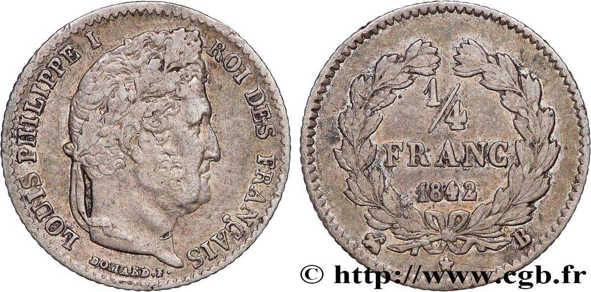 1/4 franc Louis-Philippe 1842 Rouen F.166/90 BC+ 