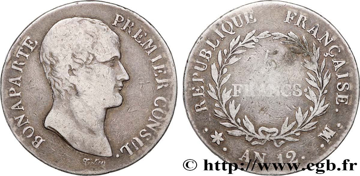 5 francs Bonaparte Premier Consul 1804 Marseille F.301/21 TB15 