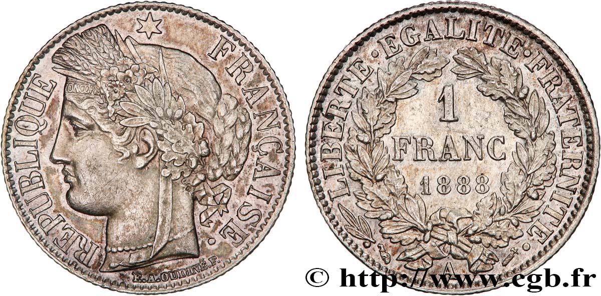 1 franc Cérès, IIIe République 1888 Paris F.216/10 SUP 