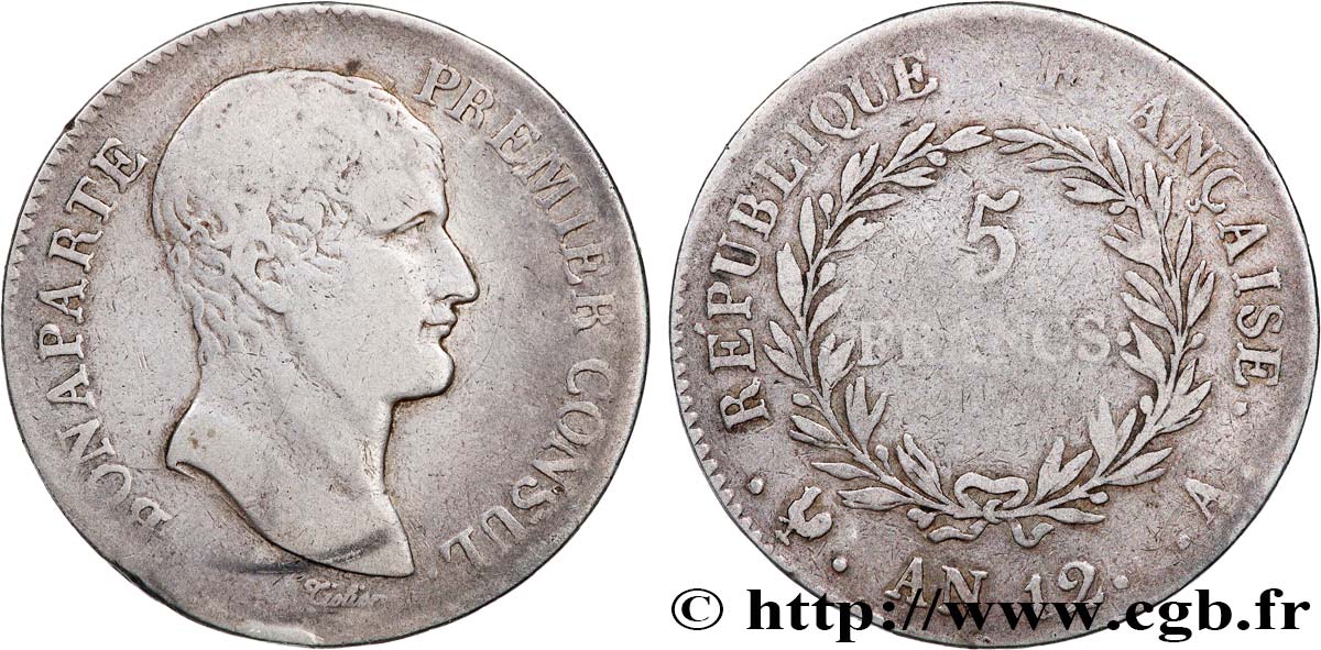 5 francs Bonaparte Premier Consul 1804 Paris F.301/9 VF 