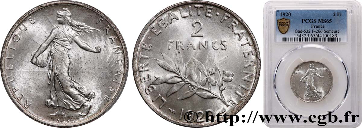 2 francs Semeuse 1920  F.266/22 MS65 PCGS