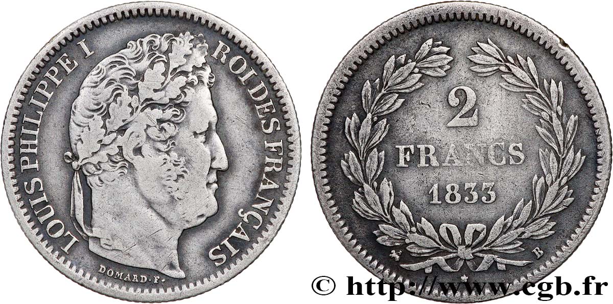 2 francs Louis-Philippe 1833 Rouen F.260/18 VF 