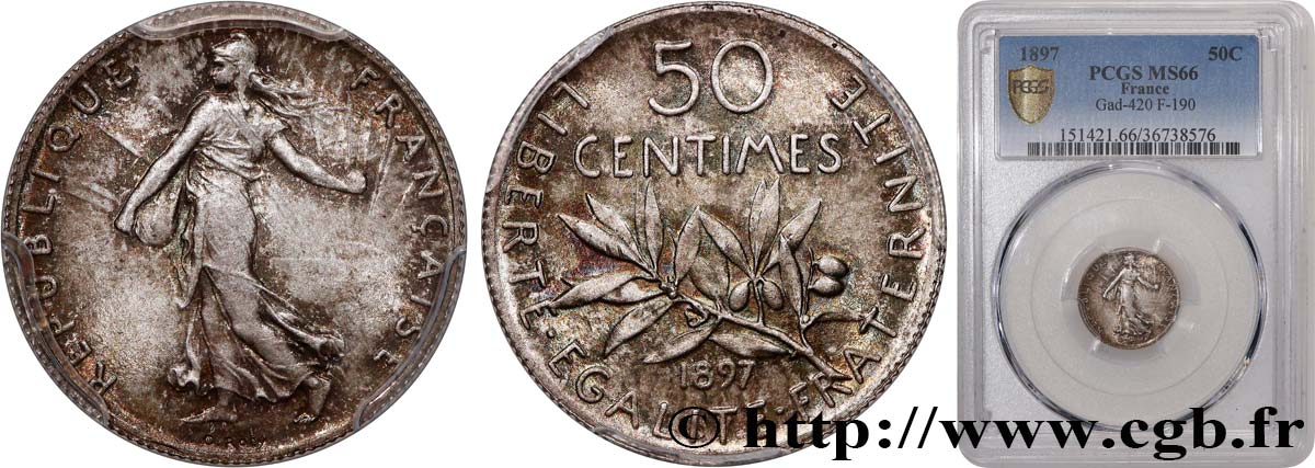 50 centimes Semeuse 1897 Paris F.190/1 FDC66 PCGS
