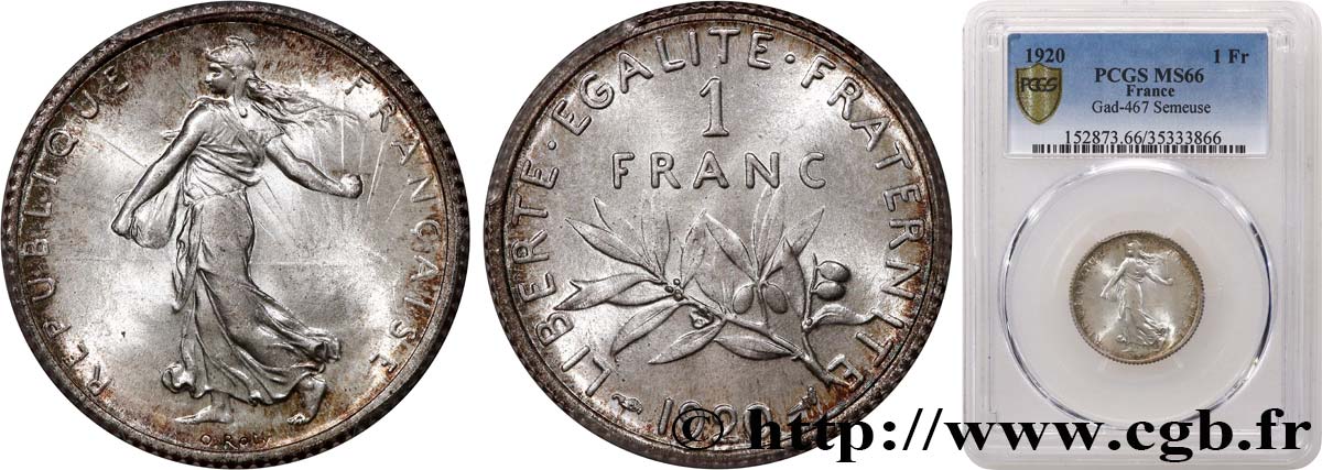 1 franc Semeuse 1920 Paris F.217/26 FDC66 PCGS