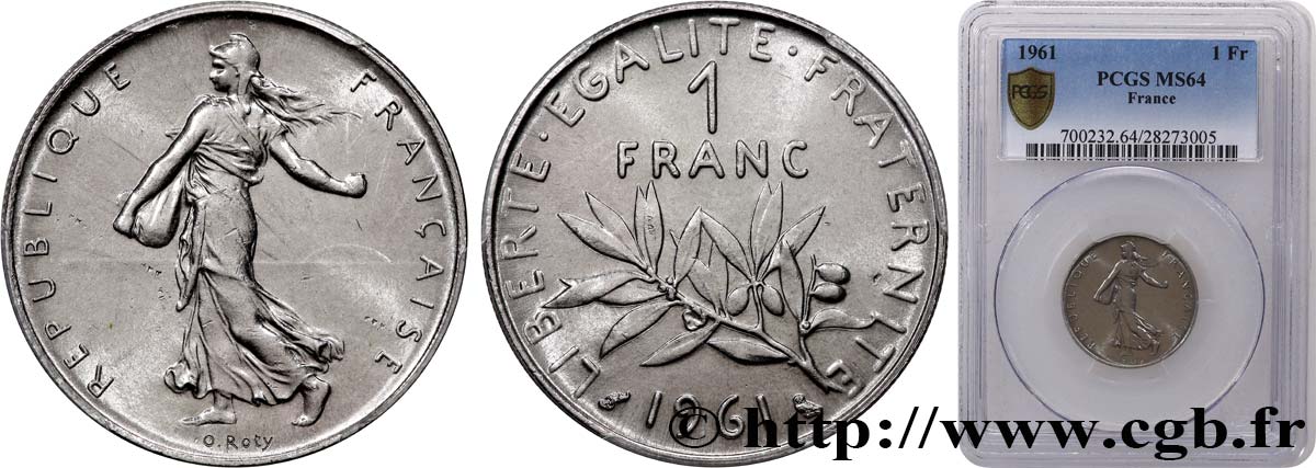 1 franc Semeuse, nickel 1961 Paris F.226/6 fST64 PCGS