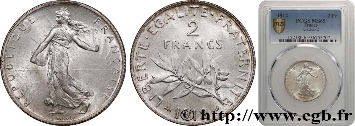 2 francs Semeuse 1912  F.266/13 FDC65 PCGS