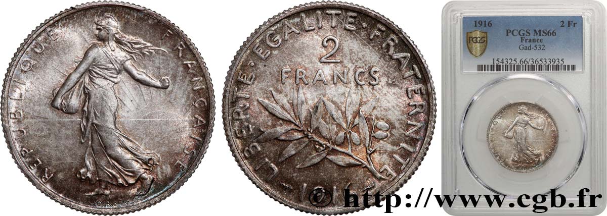 2 francs Semeuse 1916  F.266/18 FDC66 PCGS