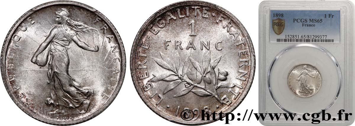 1 franc Semeuse 1898 Paris F.217/1 FDC65 PCGS