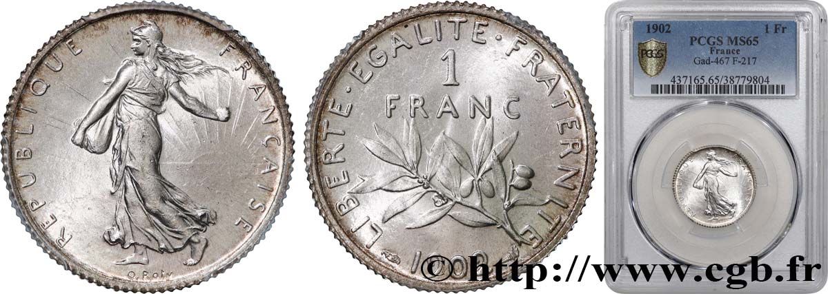 1 franc Semeuse 1902 Paris F.217/7 ST65 PCGS
