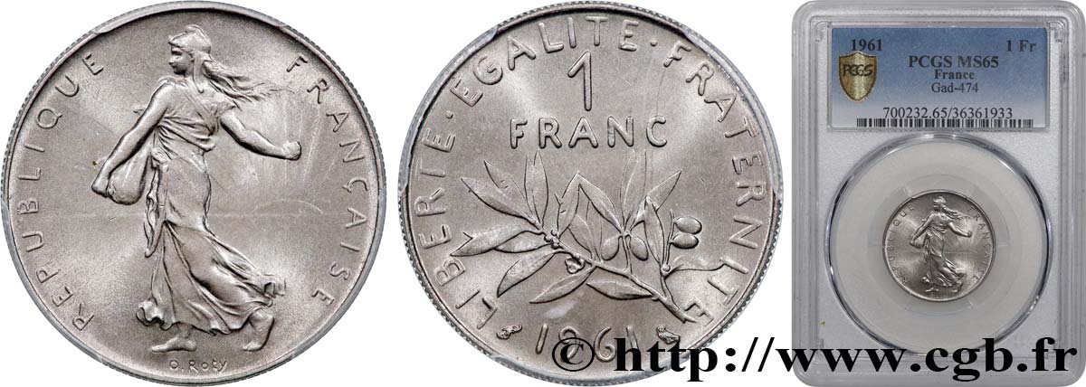 1 franc Semeuse, nickel 1961 Paris F.226/6 FDC65 PCGS