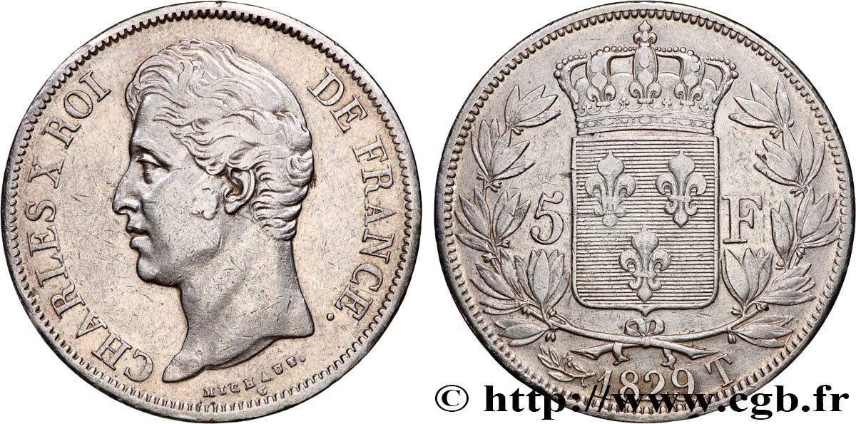 5 francs Charles X, 2e type 1829 Nantes F.311/38 MBC 