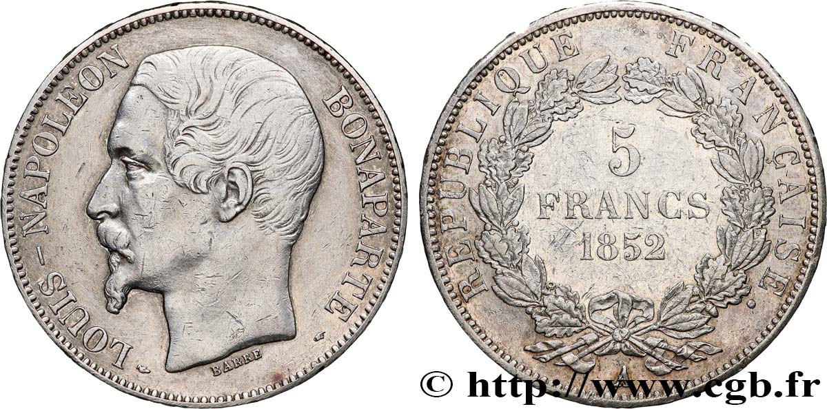 5 francs Louis-Napoléon, 1er type 1852 Paris F.329/1 TTB 