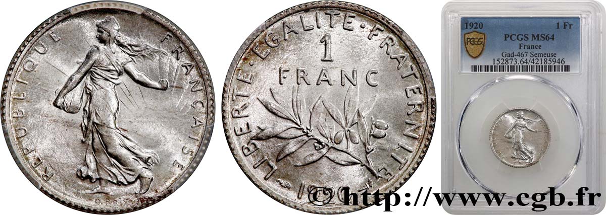 1 franc Semeuse 1920 Paris F.217/26 SPL64 PCGS