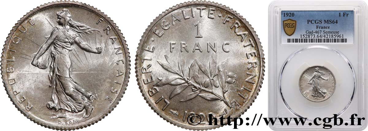 1 franc Semeuse 1920 Paris F.217/26 SPL64 PCGS