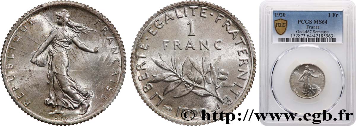 1 franc Semeuse 1920 Paris F.217/26 MS64 PCGS