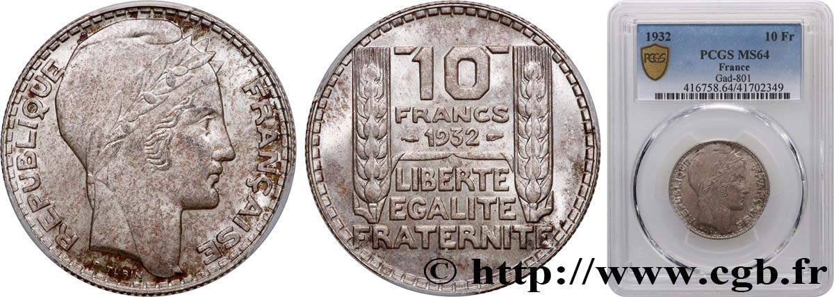 10 francs Turin 1932  F.360/5 SPL64 PCGS