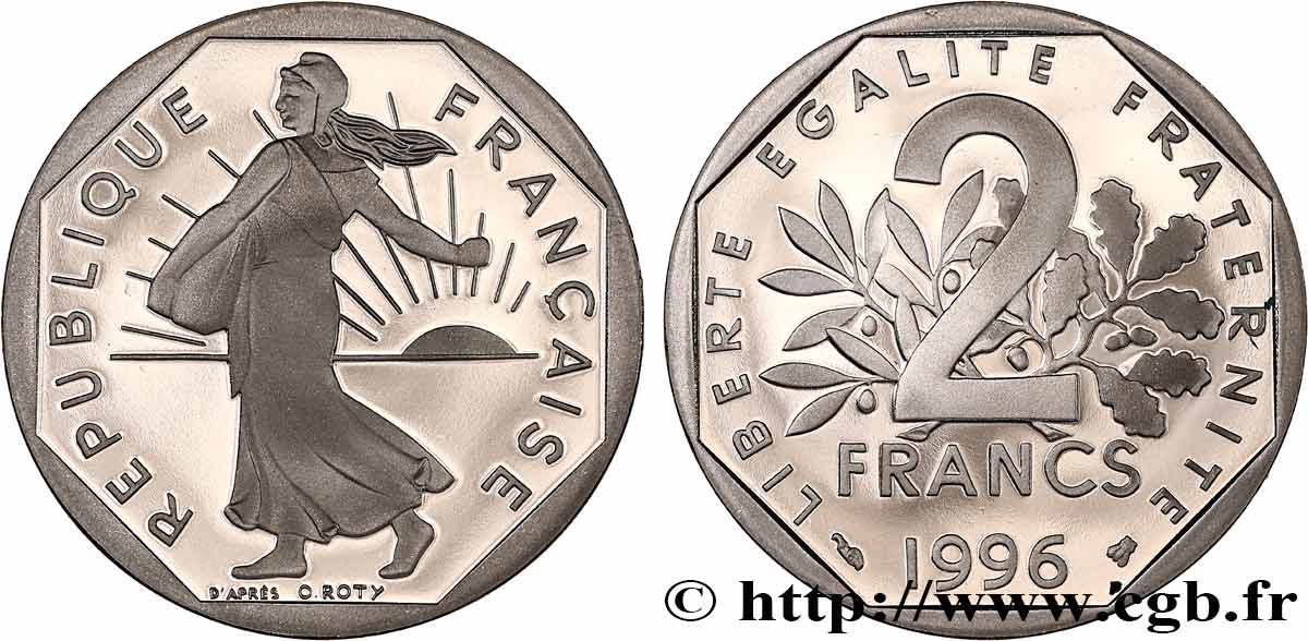 2 francs Semeuse, nickel, BE (Belle Épreuve) 1996 Pessac F.272/24 var. FDC 