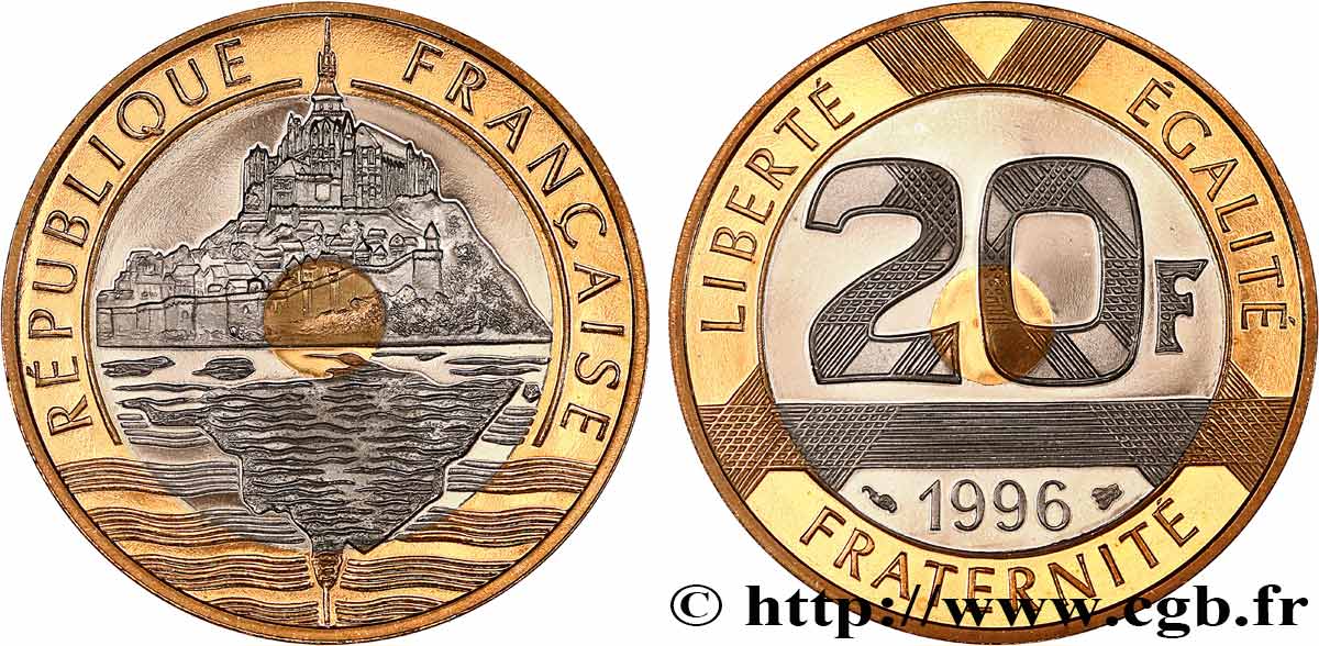 20 francs Mont Saint-Michel, BE (Belle Épreuve) 1996 Pessac F.403/12 var. FDC 