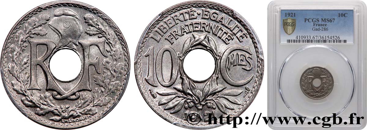 10 centimes Lindauer 1921  F.138/5 FDC67 PCGS
