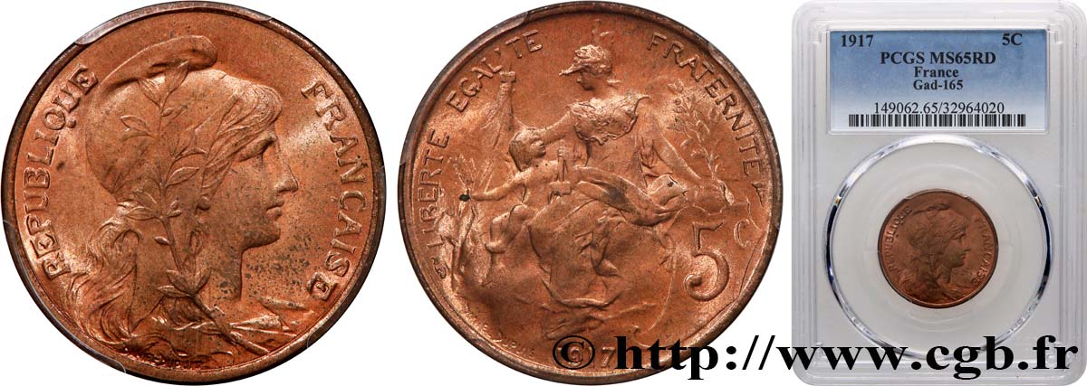 5 centimes Daniel-Dupuis 1917  F.119/30 MS65 PCGS