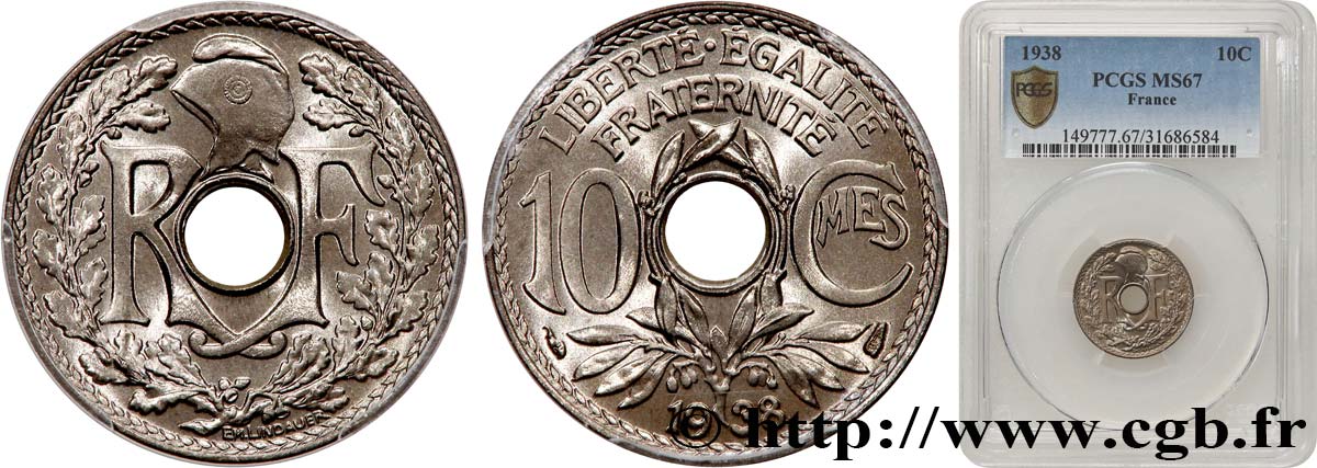 10 centimes Lindauer 1938  F.138/25 FDC67 PCGS