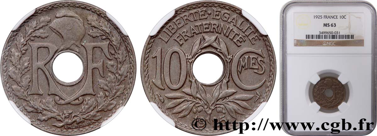 10 centimes Lindauer 1925  F.138/12 fST63 NGC